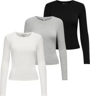 ONLY T-Shirt Damen Longsleeve 3er Pack Baumwolle (Packung, 3er Pack)