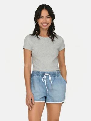 ONLY T-Shirt Elina 15320229 Grau Slim Fit