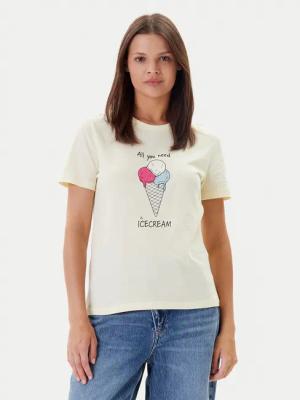 ONLY T-Shirt Fun Life 15349901 Gelb Regular Fit