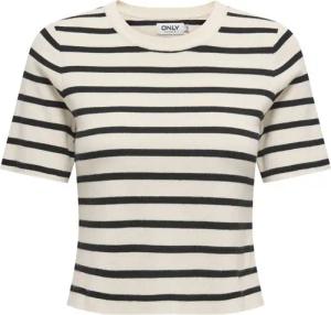 Only T-Shirt - ONLFIE 2/4 PULLOVER CC KNT - XS bis XL - für Damen - Größe M - beige/schwarz