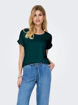 ONLY T-Shirt ONLMOSTER – Kurzarmshirt mit Aufschlag und klassischem Look unifarben, casual, regular fit, Viskosemischung, Rundhals