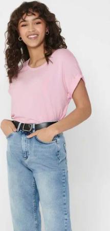 ONLY T-Shirt ONLMOSTER – Kurzarmshirt mit Aufschlag und klassischem Look unifarben, casual, regular fit, Viskosemischung, Rundhals