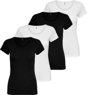 ONLY T-Shirt ONLY Damen 4er Pack T-Shirt Live Love Kurzarmshirt Basic Baumwollmix
