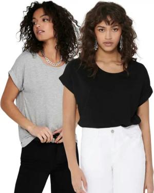 ONLY T-Shirt Stilvolles Basic Shirt mit Rundhalsausschnitt (2er-Pack) unifarbene Oberteile aus Baumwolle - Größen XS-XXL