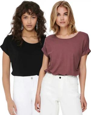 ONLY T-Shirt Stilvolles Basic Shirt mit Rundhalsausschnitt (2er-Pack) unifarbene Oberteile aus Baumwolle - Größen XS-XXL