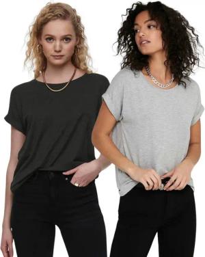 ONLY T-Shirt Stilvolles Basic Shirt mit Rundhalsausschnitt (2er-Pack) unifarbene Oberteile aus Baumwolle - Größen XS-XXL