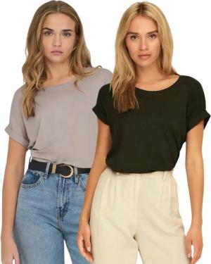 ONLY T-Shirt Stilvolles Basic Shirt mit Rundhalsausschnitt (2er-Pack) unifarbene Oberteile aus Baumwolle - Größen XS-XXL