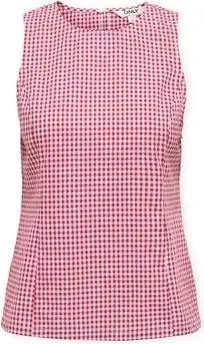 Only  Tank Top Top Maye Check - Salsa/White