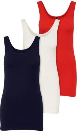 ONLY Tanktop Live Love (3-tlg) Lange Tops, elastische Baumwollqualität