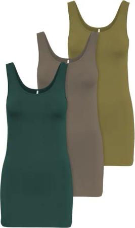 ONLY Tanktop Live Love (3-tlg) Lange Tops, elastische Baumwollqualität