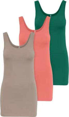 ONLY Tanktop Live Love (3-tlg) Lange Tops, elastische Baumwollqualität