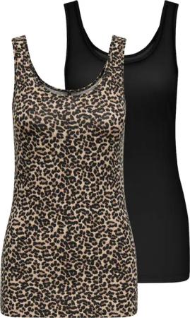 ONLY Tanktop "ONLLIVE – Tanktops im Doppelpack mit Stretchkomfort" Set, 2 Stk. modisch, Jersey, slim fit, Baumwollmischung, Rundhals