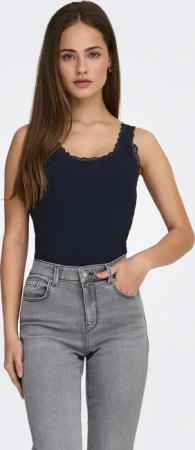 ONLY Tanktop "ONLSARA – Tanktop mit Spitzendetail am Ausschnitt" Baumwollmischung, regular fit