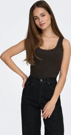 ONLY Tanktop "ONLSARA – Tanktop mit Spitzendetail am Ausschnitt" Baumwollmischung, regular fit