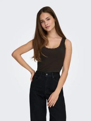 ONLY Tanktop ONLSARA – Tanktop mit Spitzendetail am Ausschnitt Baumwollmischung, regular fit