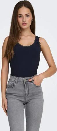 ONLY Tanktop ONLSARA – Tanktop mit Spitzendetail am Ausschnitt Baumwollmischung, regular fit