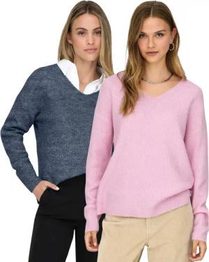 ONLY V-Ausschnitt-Pullover (2er Pack) aus Flachstrick zeitlos und stilvoll