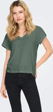 ONLY V-Shirt "ONLFREE LIFE S/S V-NECK LACE TOP JRS" Materialmix, loose fit, V-Ausschnitt