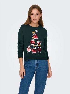 ONLY Weihnachtspullover ONLXMAS PENGUIN TREE LS O-NECK RP KNT