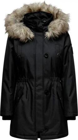 ONLY Winterjacke Only Damen Winter-Jacke OnlIris einfarbiger Parka Mantel Fellkapuze