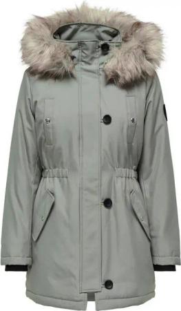 ONLY Winterjacke Only Damen Winter-Jacke OnlIris einfarbiger Parka Mantel Fellkapuze
