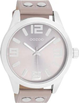 OOZOO Quarzuhr Basic Line Armbanduhr C1086 Taupe Lederband 46 mm C1086