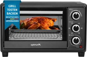 optimumX Minibackofen, 20 Liter mit Umluft, 1380W, 6 Kochfunktionen, 60 min, 90-230°C