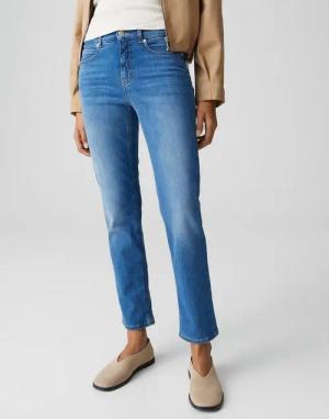 OPUS PANTS Slim-fit-Jeans MELLY BASE Slim Jeans mit Powerstretch Mid Rise Klare Linie mit dezenten Crinkle-Effekten
