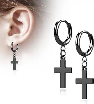 Order & Smile Schmuck Paar Ohrhänger Kreuz Creolen: Edelstahl Ohrringe