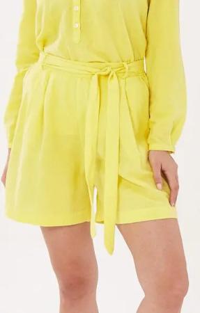 ORGANICATION Shorts aus Leinengemisch mit Bindegürtel