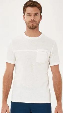 ORGANICATION T-Shirt aus Bio-Baumwolle-Leinen-Mix mit Brusttasche