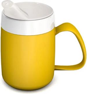 Ornamin Schnabelbecher Becher mit Trink-Trick mit Schnabelaufsatz/Trinkaufsatz, 2-tlg., Kunststoff, Trinkhilfe l Alltagshilfe l bruchstabil l BPA-frei l Made in Germany