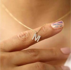 OTANTO Kette mit Einhänger Zirkonia Buchstaben Initial Halskette aus 925er Silber