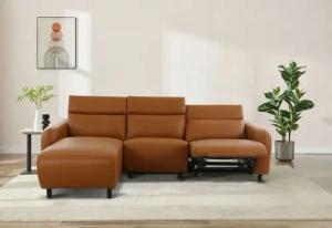 OTTO home Ecksofa SKAANE Lederoptik, L-Form, 274 cm, manuelle/elektrische Relaxfunktion, rundes Design, Kopfteilverstellung, Federkernpolsterung