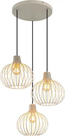 OTTO home Hängeleuchte Yannic, Hängelampe Metall cremefarben, exkl. 3x E27 40W 230V, ohne Leuchtmittel, Kabel in PVC Schwarz kürzbar, ø: 500mm, H: 1200mm