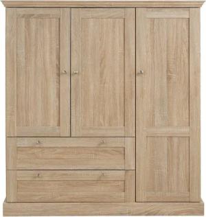 OTTO home Kleiderschrank Binz, Wäscheschrank, Mehrzweckschrank, skandinavischer Landhausstil (B/H/T ca. 122/130/35 cm) viele Stauraummöglichkeiten, Metallgriffe, Türen mit Rahmen/ Kassetten