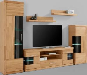 OTTO home Wohnwand Ribe Wohnwand Set-5 St., (Set, 5-St), Glaseinsatz aus gehärtetem Glas,Böden teilweise versetzbar