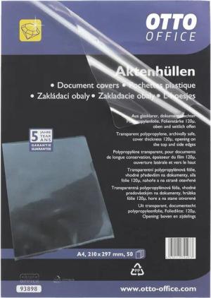 Otto Office Premium Prospekthülle Premium, 50 Stück, glasklar, Format A4, Öffnung oben/seitlich, 0,12 mm