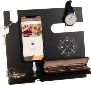 Out of the Blue Organizer Multifunktions Tisch-Organizer aus Holz in Schwarz ca. 26 x 22 cm (2 St), universell einsetzbar