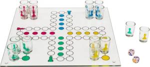 Out of the Blue Spiel Glas-Trinkspiel 'Ludo', 16 Gläser & 2 Würfel