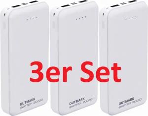 OUTMARK SWIFTER 20.000mah, 2x USB-A Ausgang, 1x USB-C Ladeeingang Akku Powerbank 20000 mAh, Fast Charge 2 x 2,4A