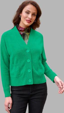 Oversize-Strickjacke aus Kaschmir - grün - Gr. 44 von Goldner Fashion