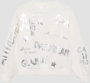 Oversized Sweatshirt mit silbernem All-over-Print