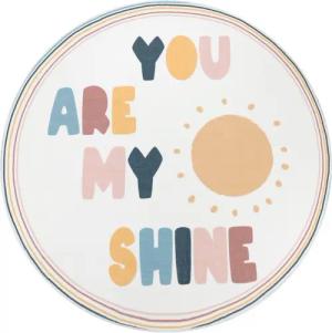 Paco Home Kinderteppich Niloya 363, rund, Höhe: 12 mm, Spielteppich, Kurzflor, Motiv Sonne und Spruch, waschbar