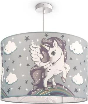 Paco Home Pendelleuchte Cosmo 213, ohne Leuchtmittel, Kinderlampe Deckenlampe LED Kinderzimmer Lampe Mit Einhorn, E27