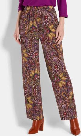 Palazzohose VERA aus reiner Viskose - orange / schwarz / gemustert - Gr. 25 von Goldner Fashion