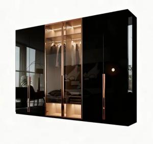 Palms-Store Kleiderschrank Drehtürenschrank Capdown, 6-türig, Hochglanz, mittig mit Glasrahmentür (Spar-Set) Maße ca. Breite: 300cm, Tiefe: 62cm, Höhe: 218cm, inkl. Zubehörpaket