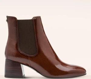 Paloma Lack-Stiefeletten in Cognac