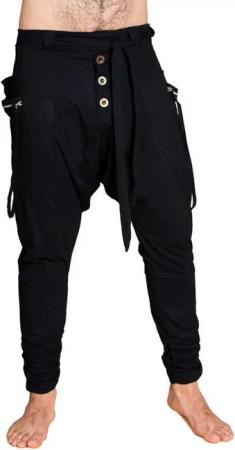 PANASIAM Haremshose Baggy Pants locker-luftige Hose mit tiefem Schritt Pumphose Pluderhose mit elastischem Bund Haremshose Relaxhose Sarouel Hose im Ethno Style