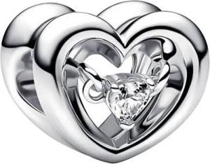 PANDACHARMS Bead Charm Solitaire Herz, 925er Silber mit Zirkonia Stein in Herzform